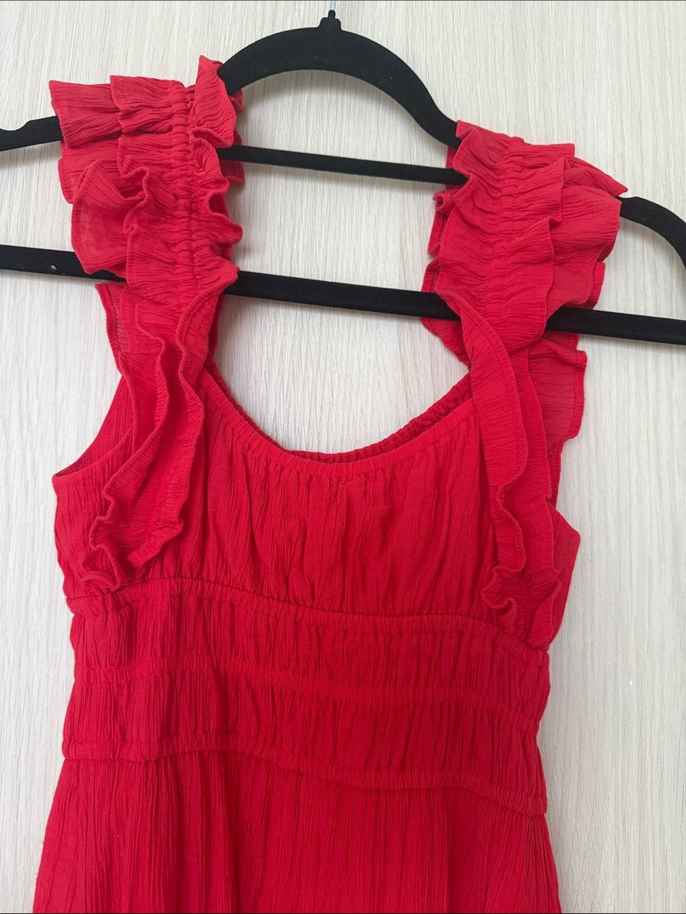 Abercrombie & Fitch Red crinkle maxi sundress dress XXSP | elevated chic - Picture 3 of 4